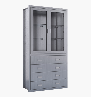 上玻璃开门下八抽屉柜