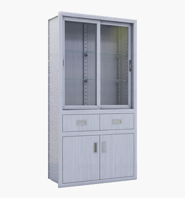 上玻璃移门下开门中两抽屉柜