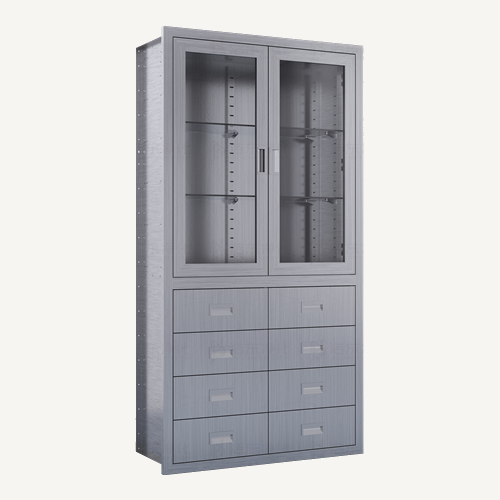 上玻璃开门下八抽屉柜