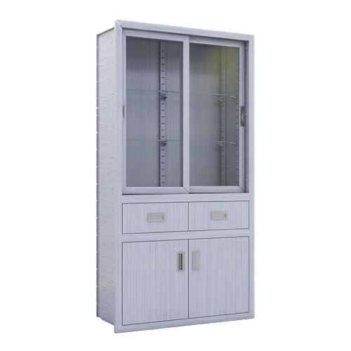 上玻璃移门下开门中两抽屉柜