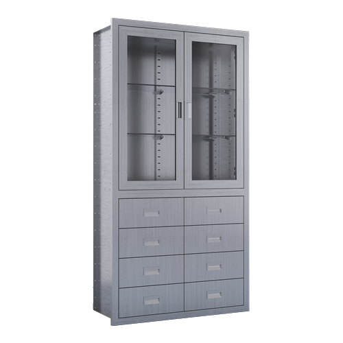 上玻璃开门下八抽屉柜