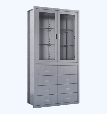 上玻璃开门下八抽屉柜